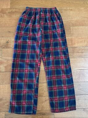 Follow Me mens red/blue plaid fleece pajama pants size M.